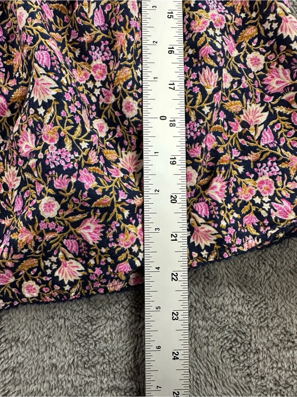 Old Navy Peasant Top Puff Sleeve Navy Floral Print